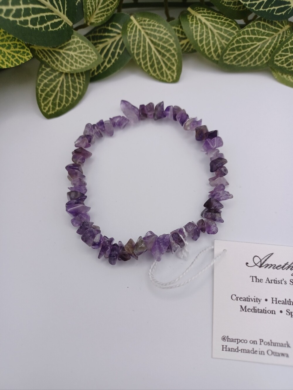 Amethyst Chip Healing Crystal Bracelet - Purple Gemstone